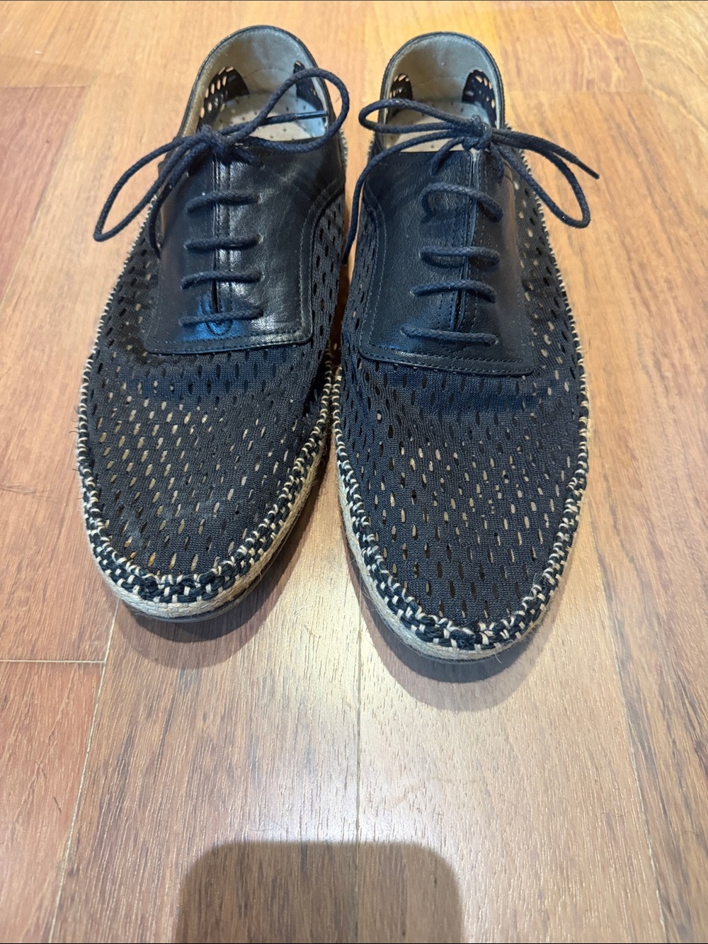 Men's Dries Van Noten Black Perforated Lace-Up Casual Shoes